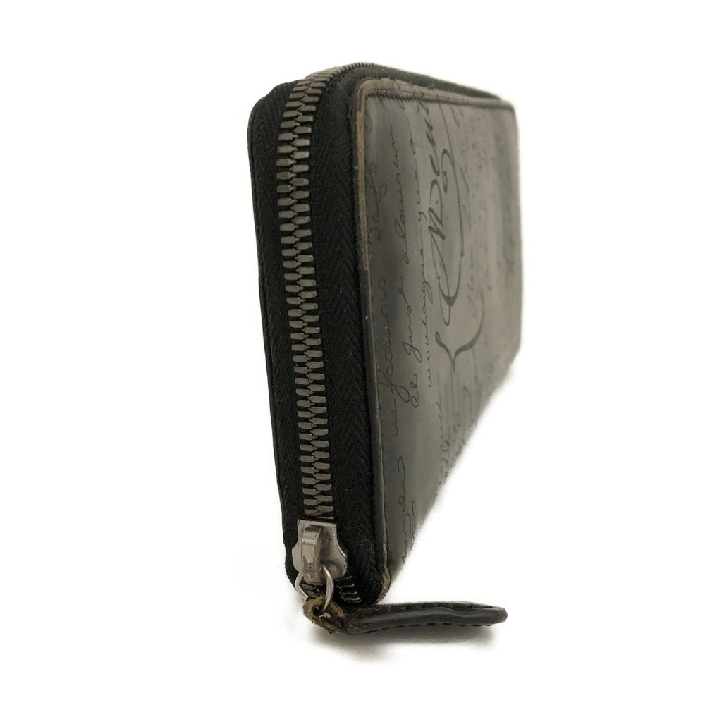 $1800 Berluti Calligraphy Itauba Long Zipped Wallet Venezia Calf Leather