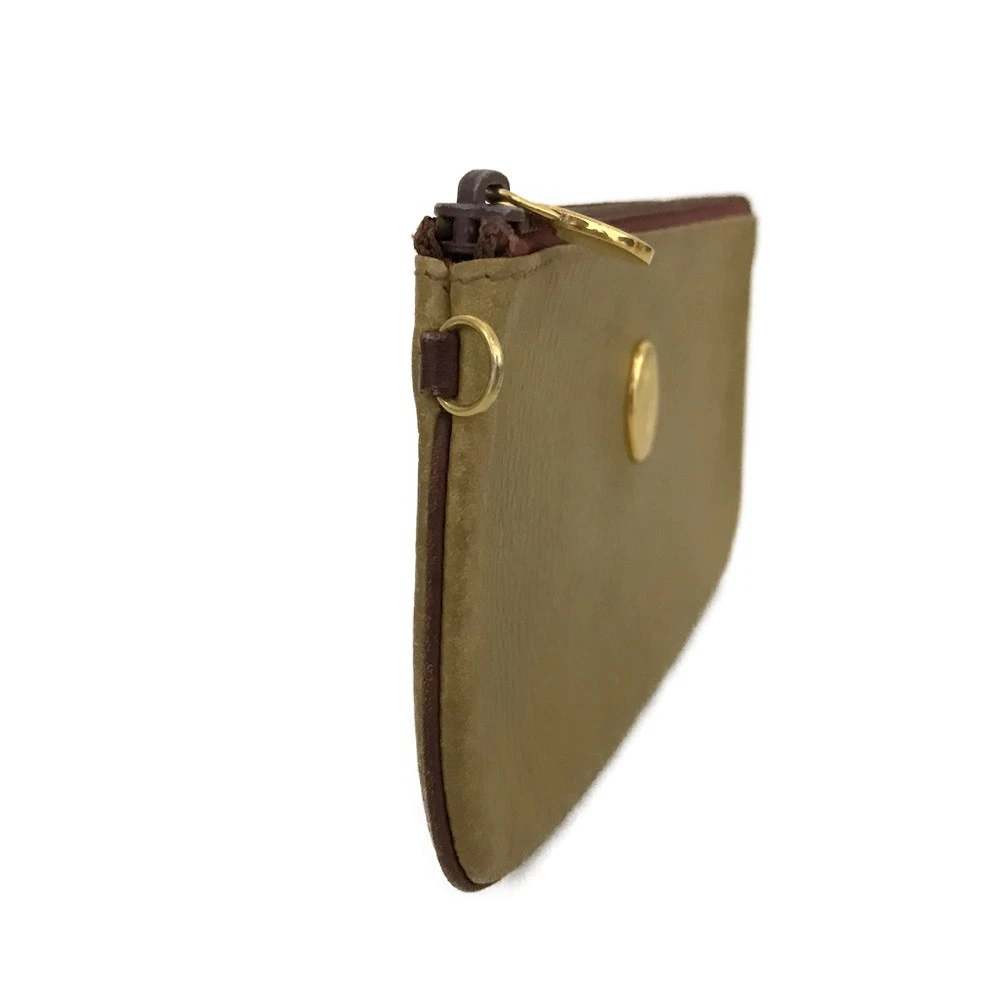 $650 CARTIER Logo Leather Cosmetic Pouch Beige