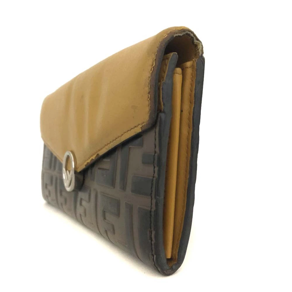FENDI Zucca Leather Long Bifold Wallet Yellow/6CF1174