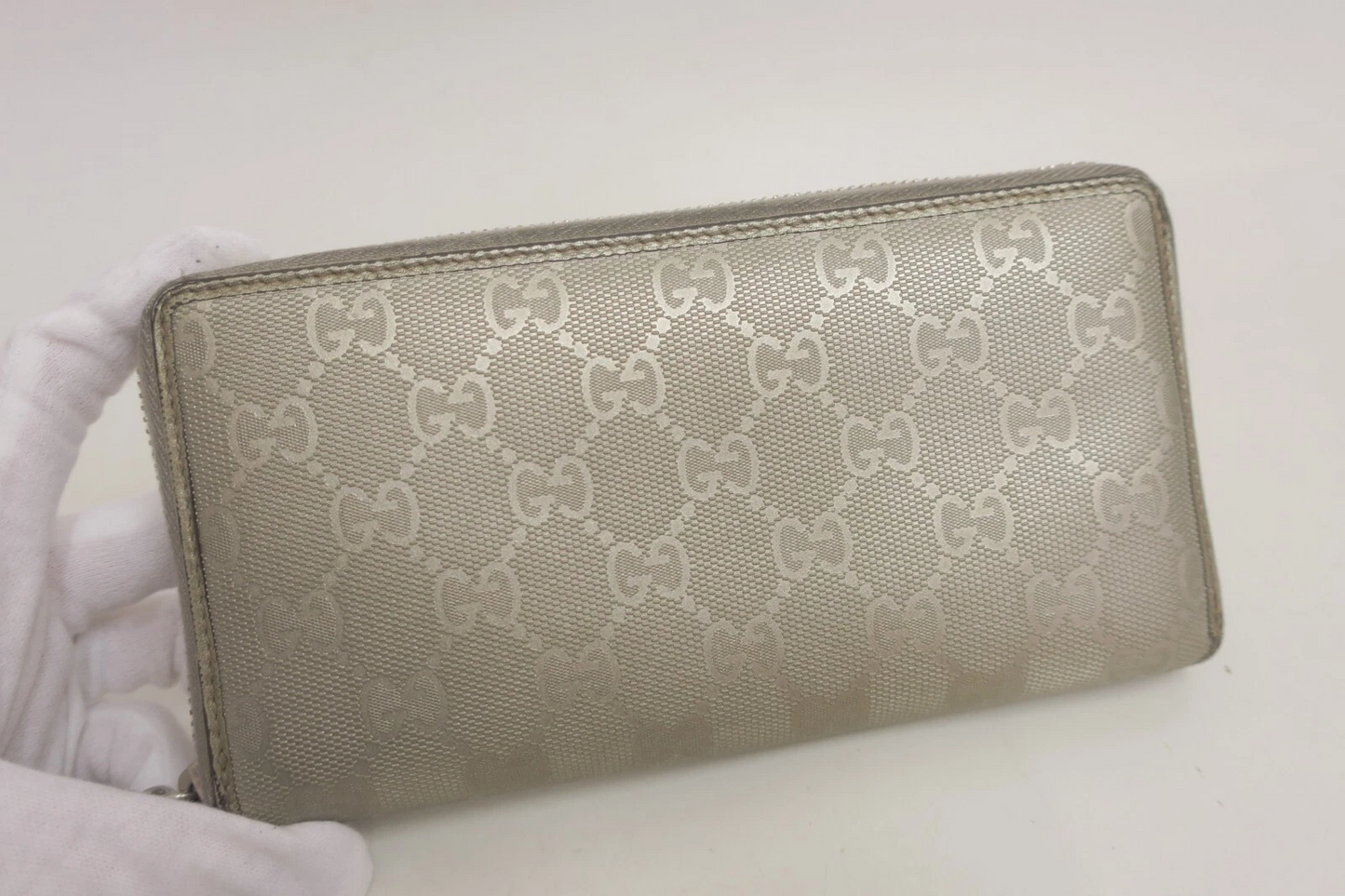 $660 Gucci GG Imprime Canvas Zip Around Wallet