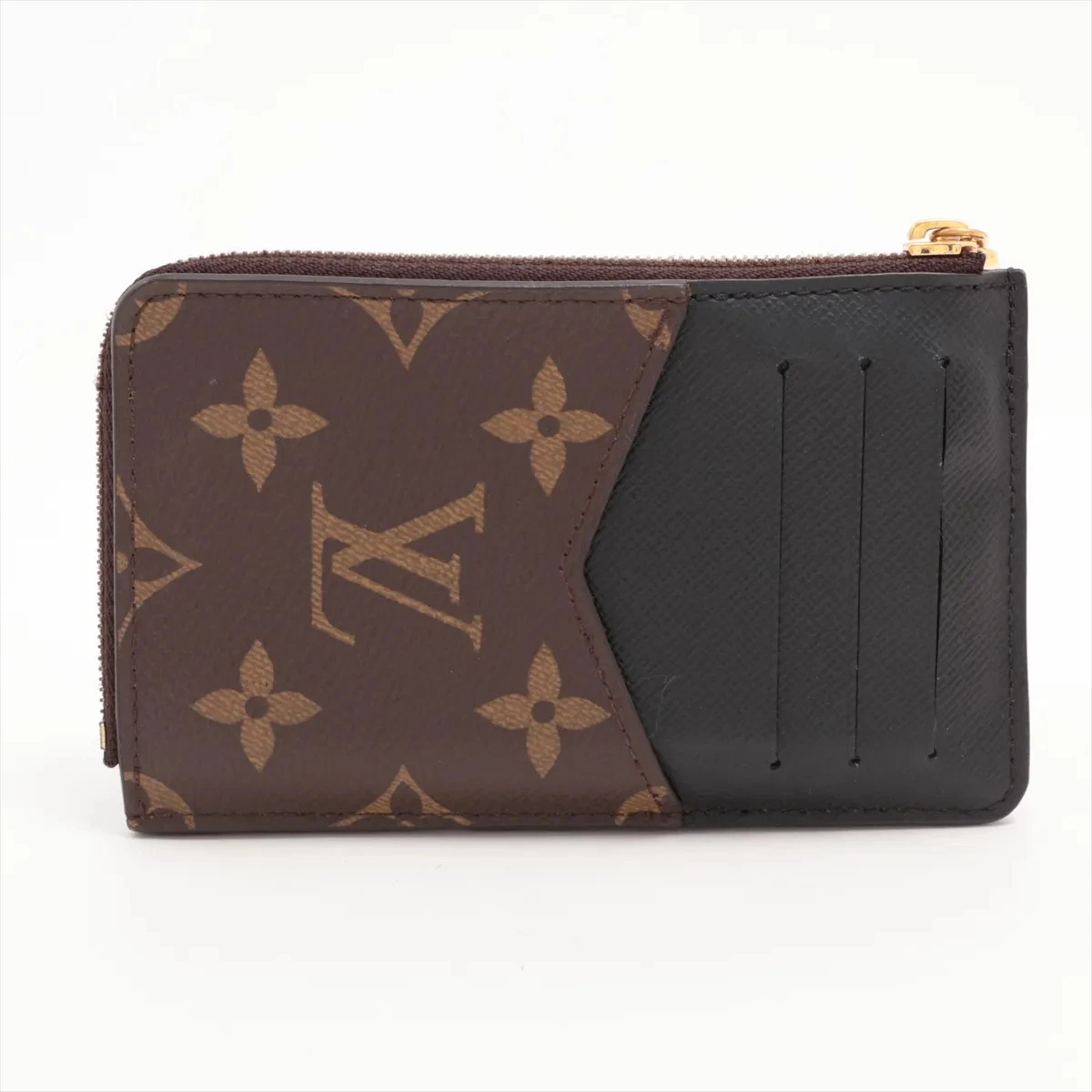 Louis Vuitton Monogram Porto Cartolecto Verso M69431 Black × Brown Coin Purse Th
