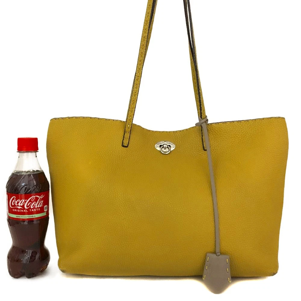 FENDI Selleria Leather Shoulder Tote Bag Yellow/6CH0854