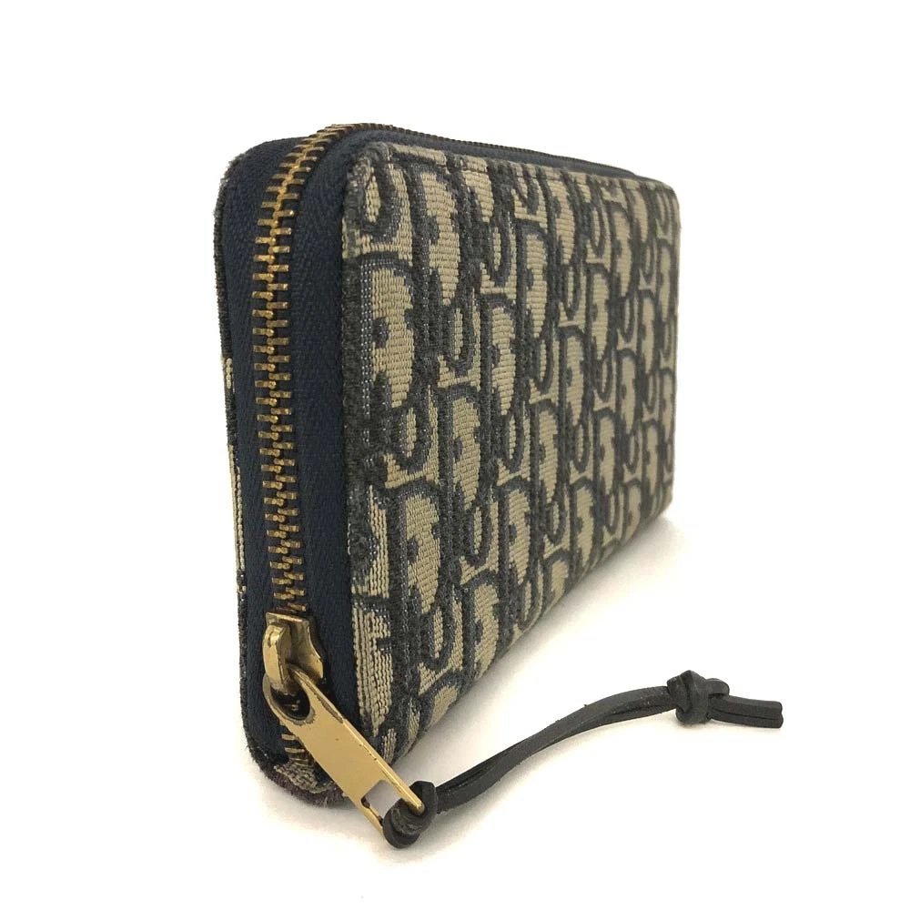 Christian Dior Oblique Trotter Canvas Zip Around Long Wallet