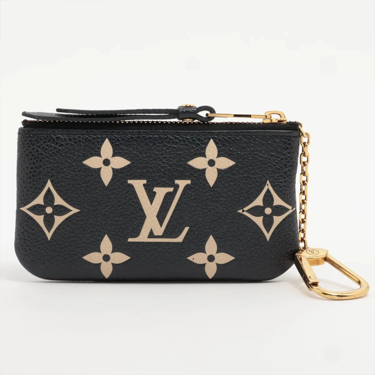 $530 RFID Louis Vuitton Empreinte Monogram Giant Key Pouch Black Beige