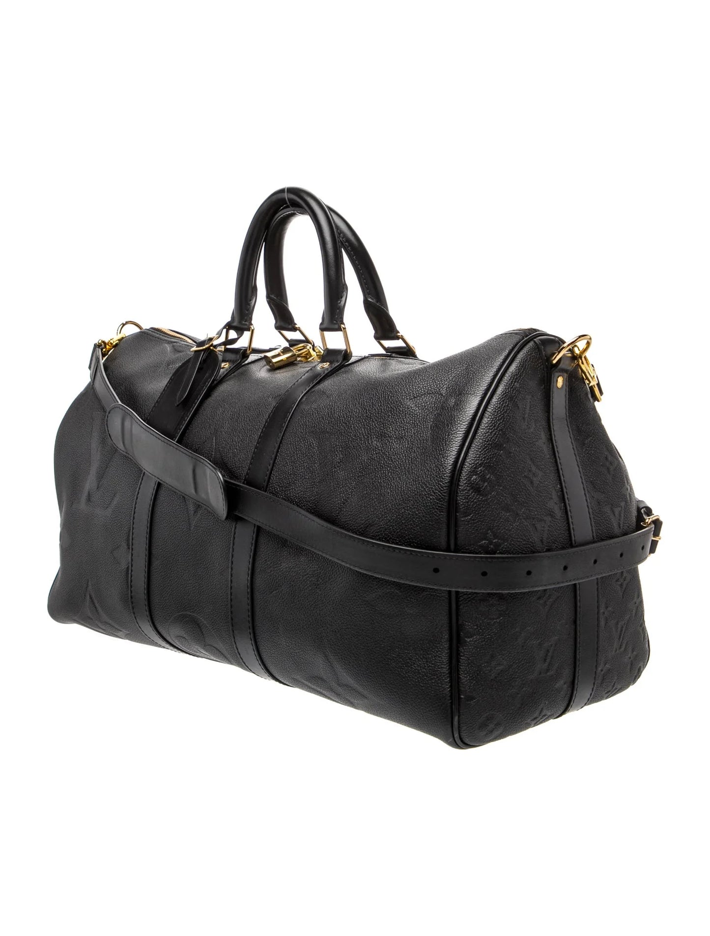 $3900 Louis Vuitton Empreinte Monogram Giant Keepall Bandouliere 45 Black
