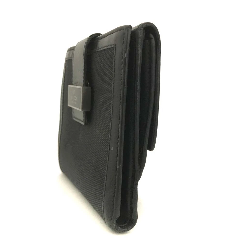 GUCCI Logo Canvas Bifold Wallet Purse Black