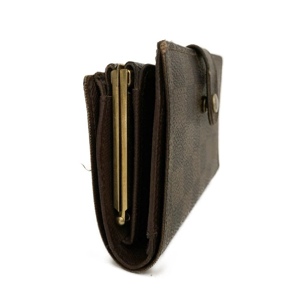 $775 2009 Louis Vuitton Damier Ebene Viennois French Kisslock Wallet MI0069