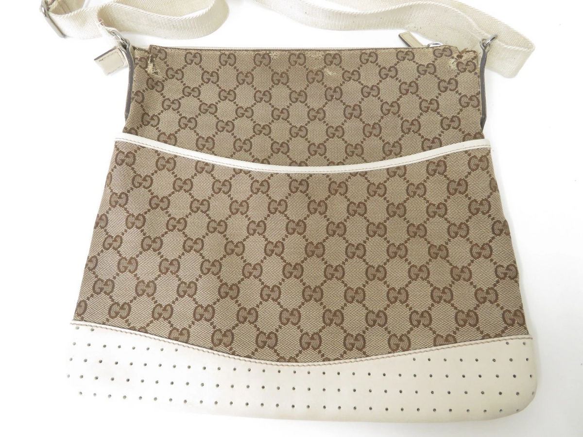 $980 2011 Gucci GG Canvas Leather Shoulder Messenger Bag 145857-200047