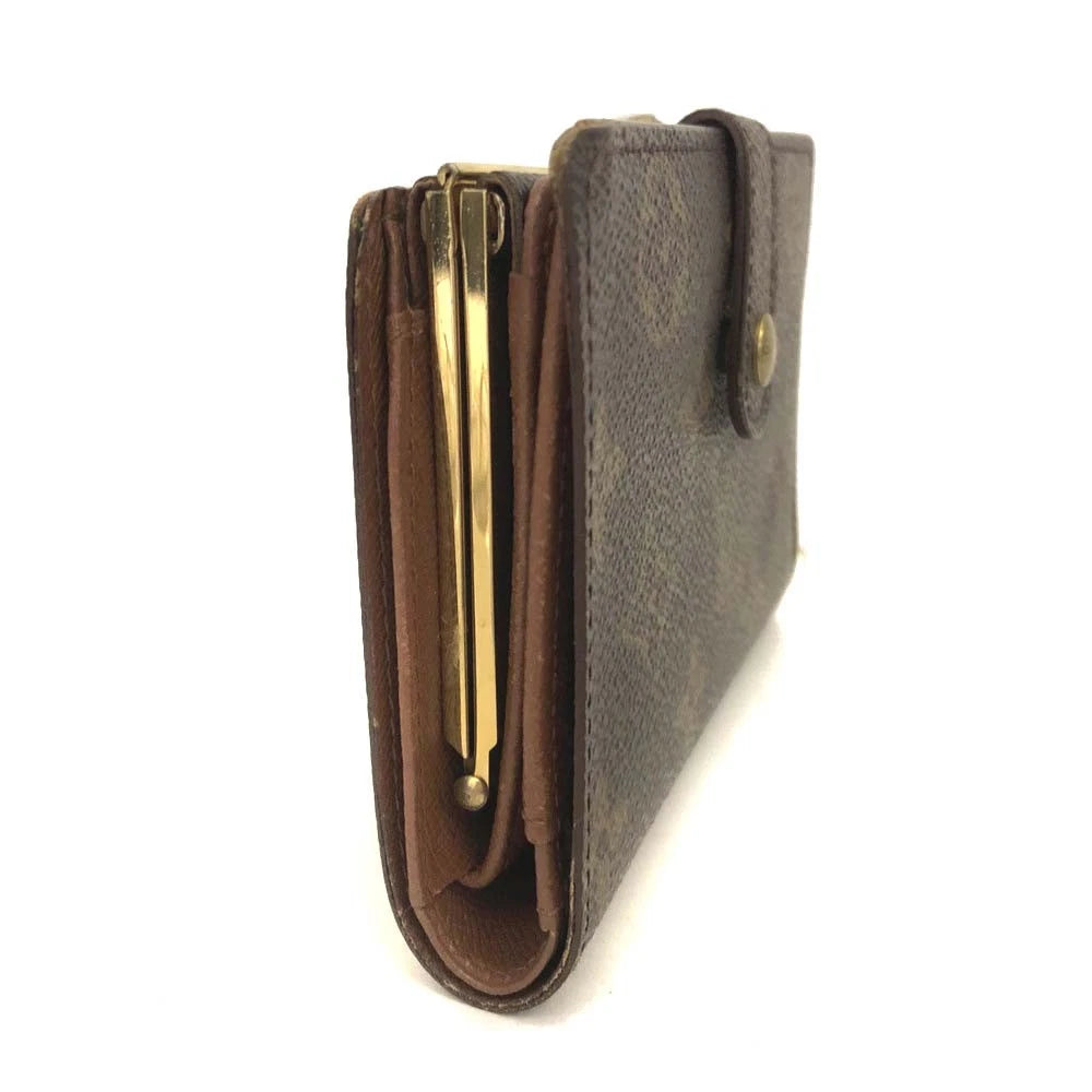 $750 1997 Louis Vuitton French Kisslock Monogram Compact Wallet MI0977