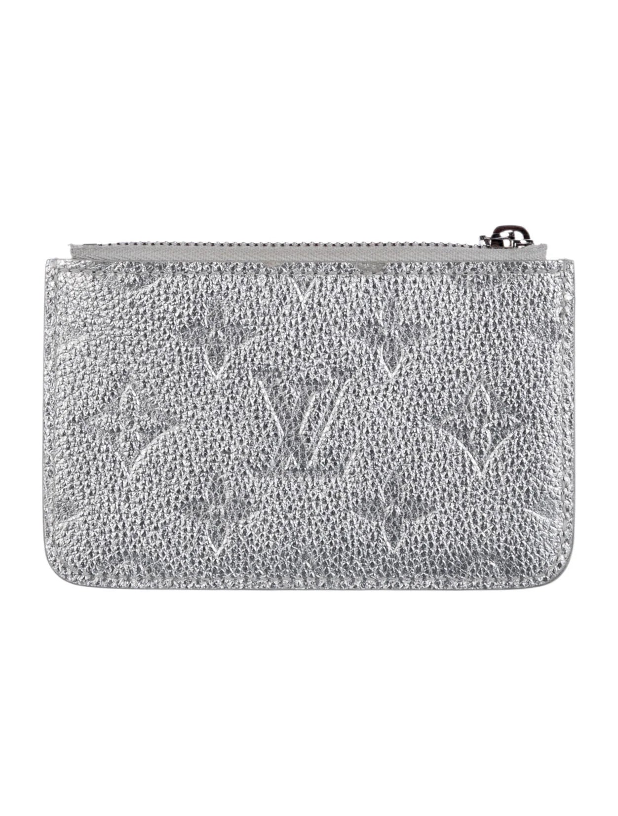 $590 Louis Vuitton Empreinte Monogram Zipped Romy Card Holder Silver