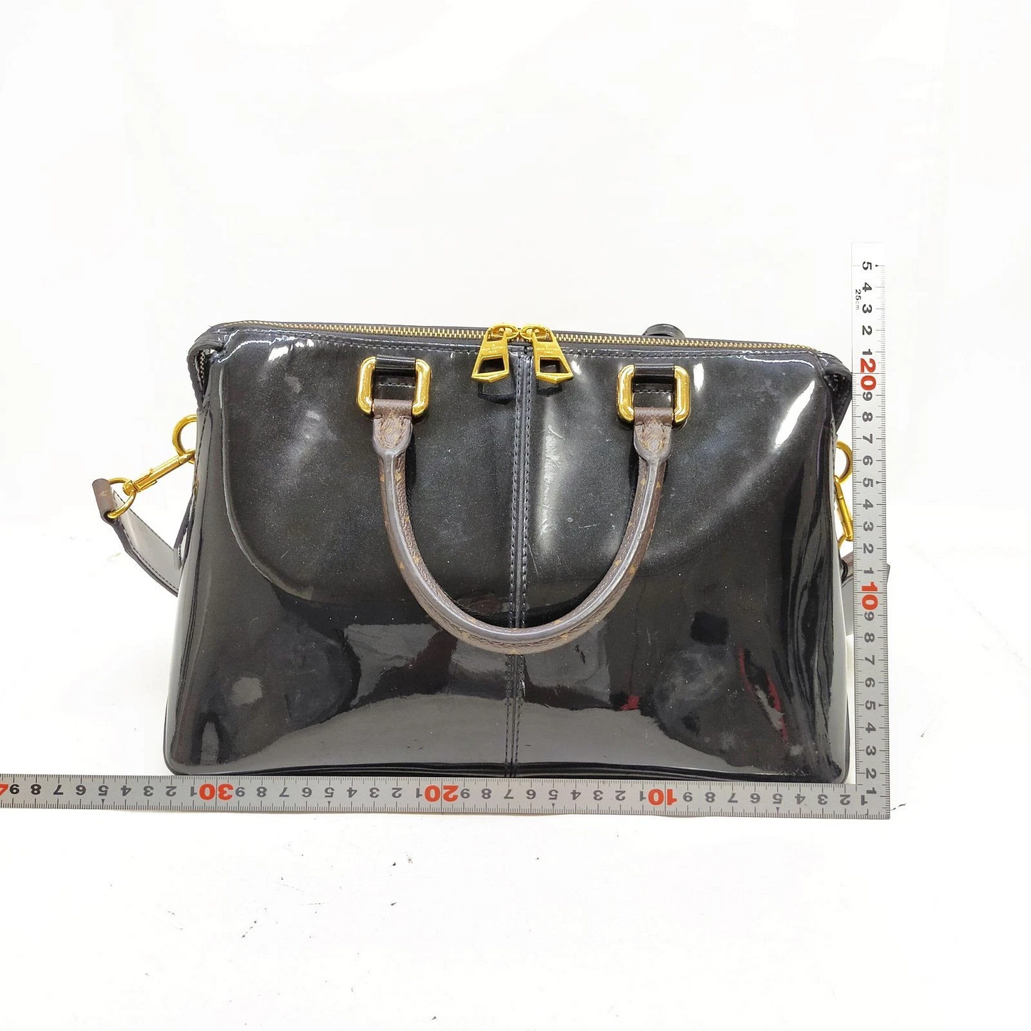Louis Vuitton LV Hand Bag Tote Miroir Black Vernis SN0188