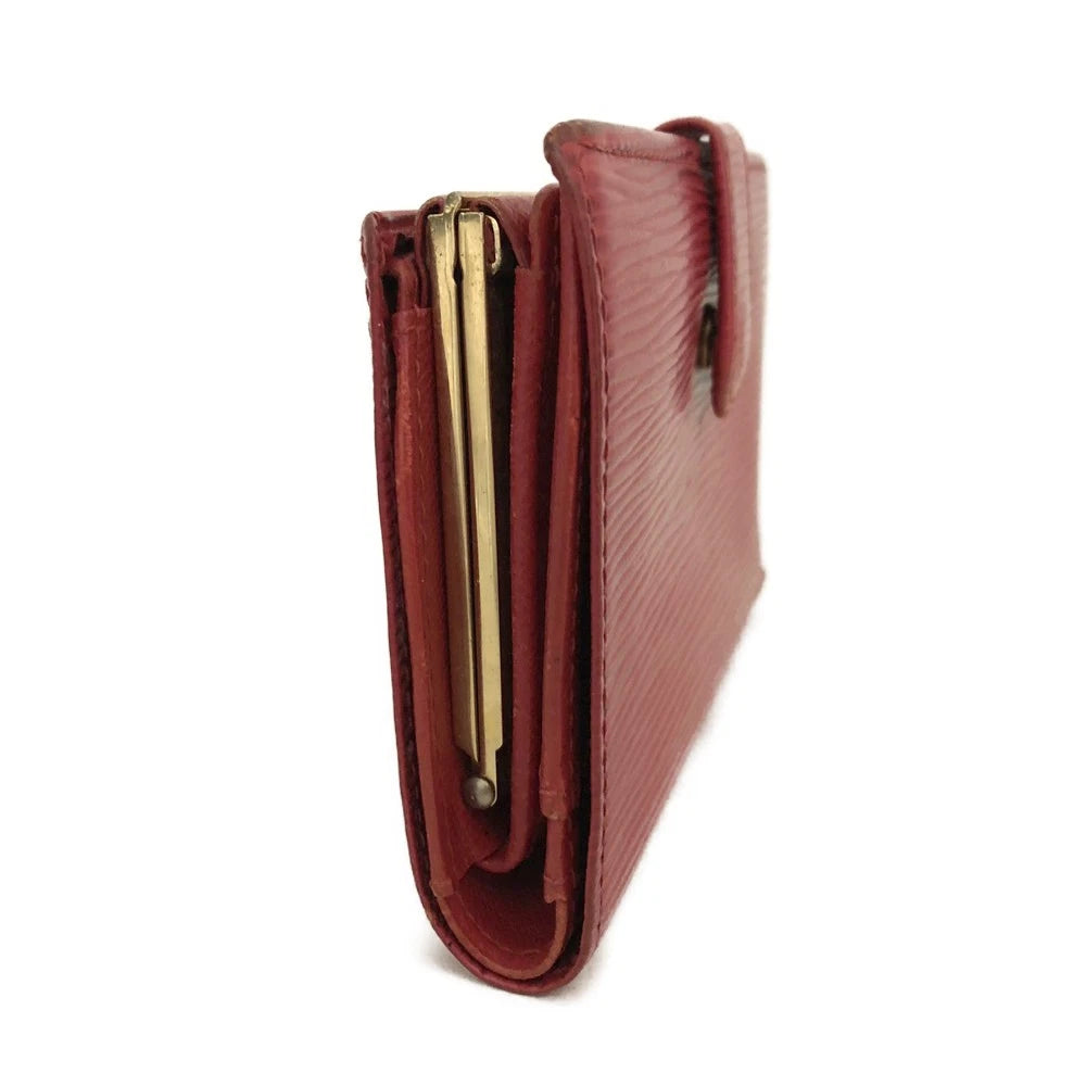 Louis Vuitton Epi Porte Monnaie Billets Viennois Leather Wallet Red MI0080