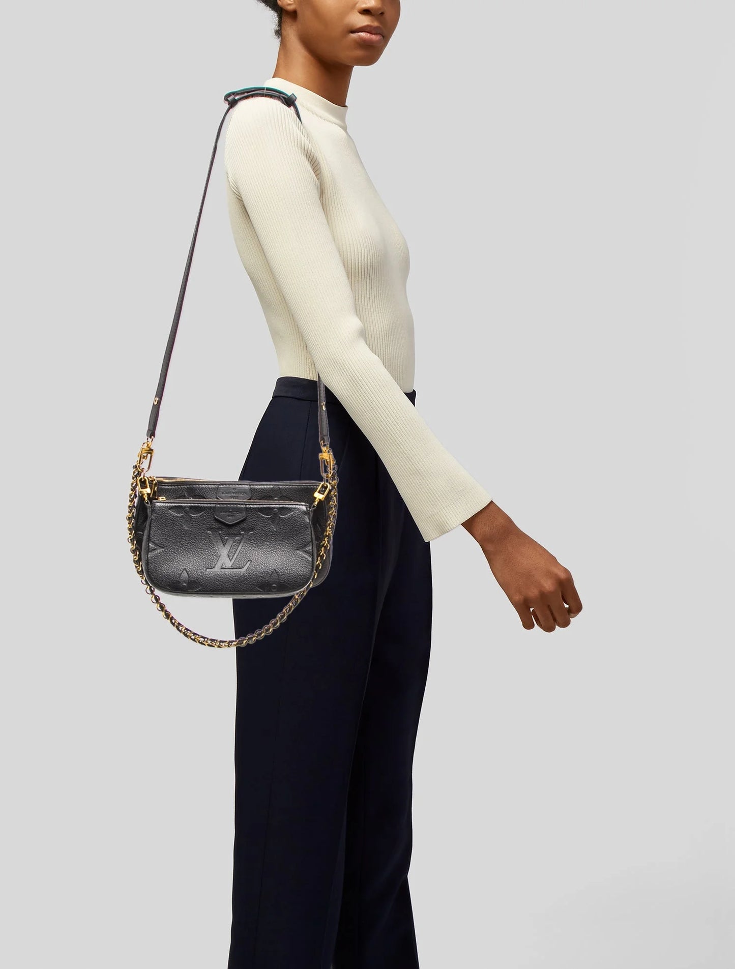 $3200 Louis Vuitton Empreinte Monogram Giant Multi Pochette Accessories Black