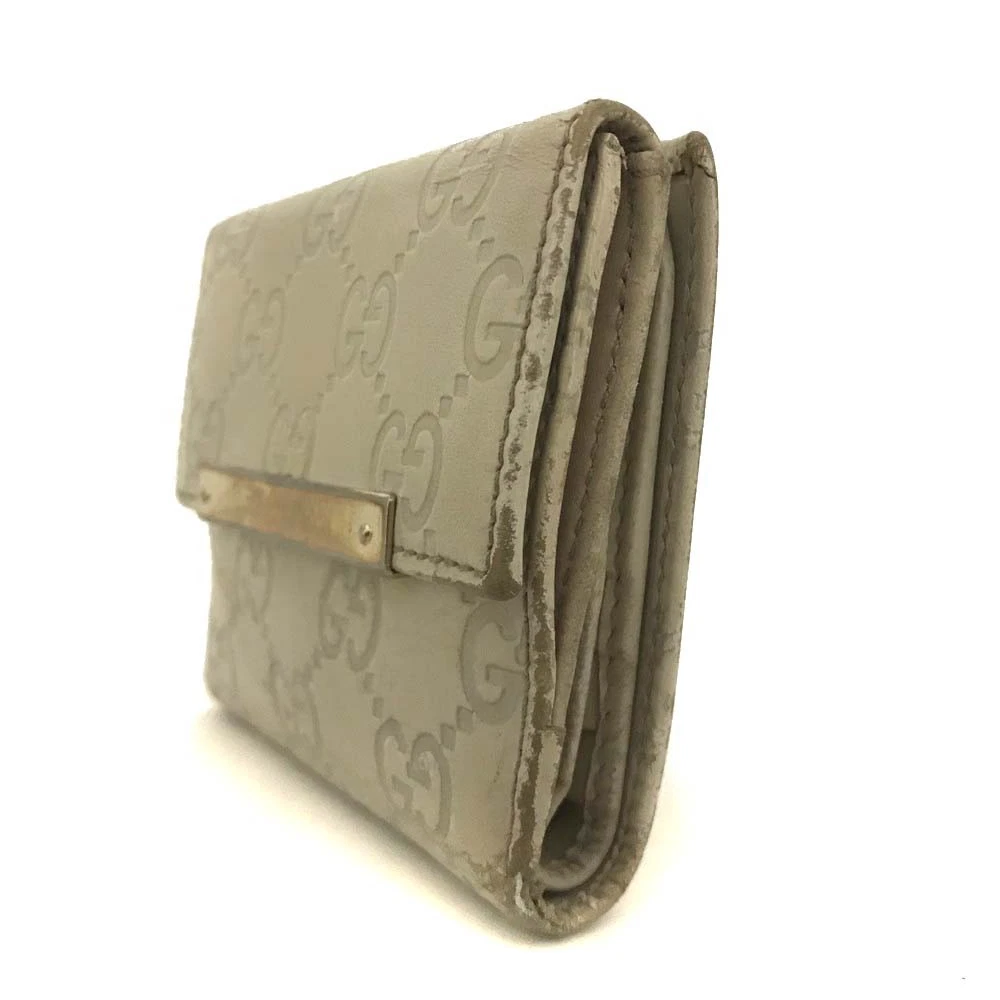 GUCCI Ssima GG Logo Leather Bifold Wallet Ivory