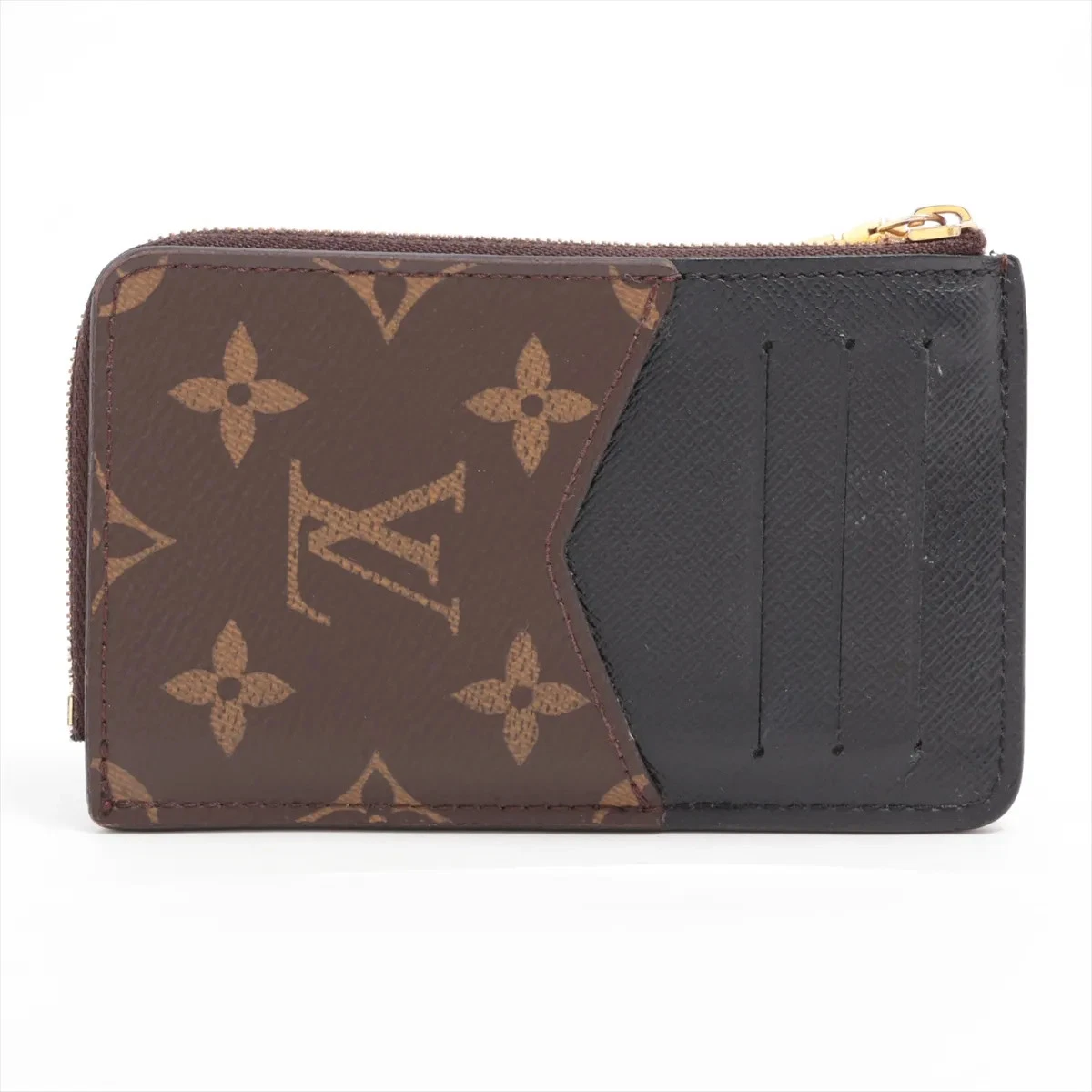 Louis Vuitton Monogram Porto Cartolecto Verso M69431 Black × Brown Coin Purse Th