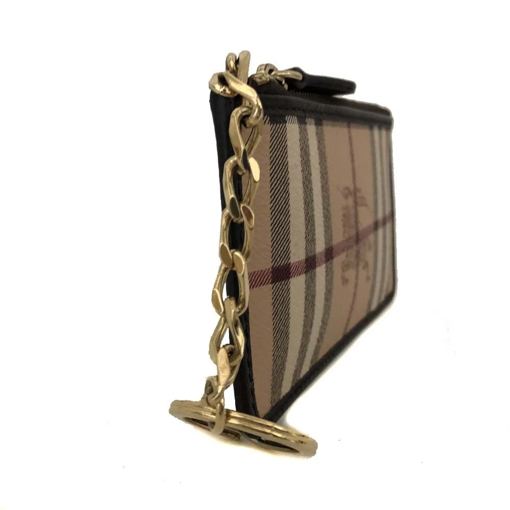 $350 BURBERRY Nova Check Coated Canvas Key Case Beige