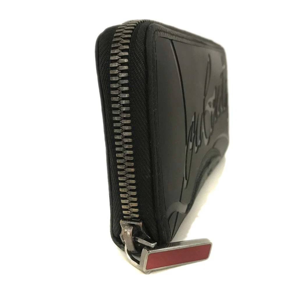 $790 Christian Louboutin Calfskin Panettone Zip Around Wallet Loubi Black