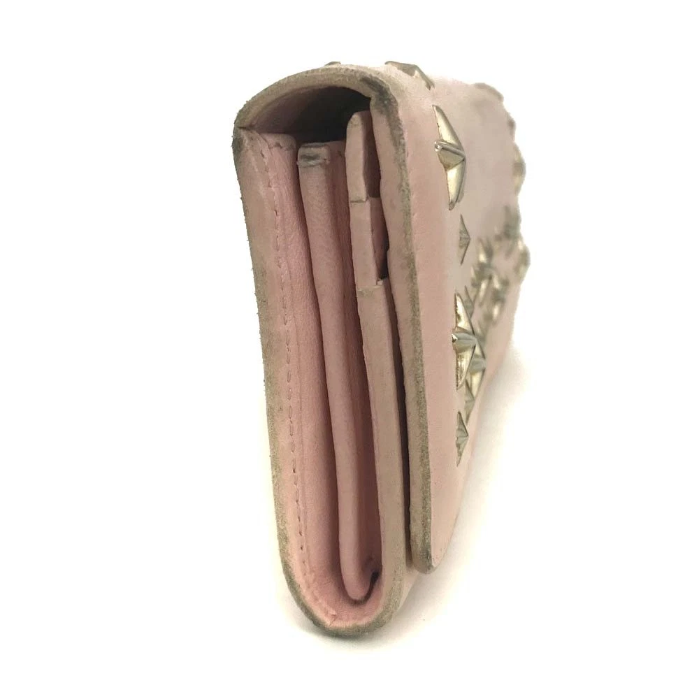 Jimmy Choo Nino Star Studded Leather Long Bifold Wallet Pink