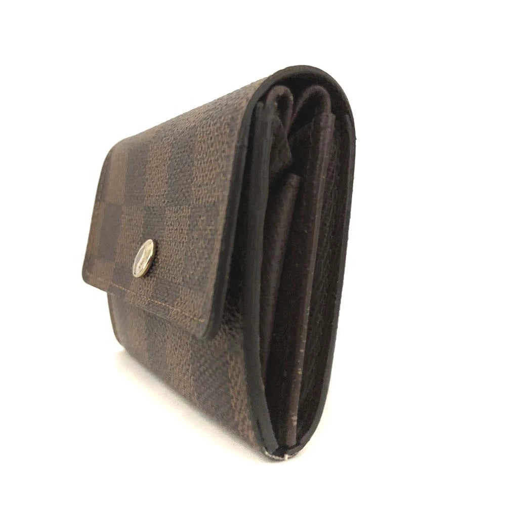 Louis Vuitton Damier Porte Monnaie Plat Coin Purse Wallet Brown MI4037
