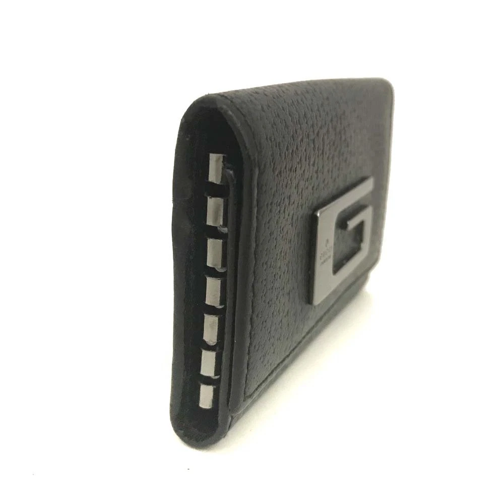 GUCCI G Logo Leather 6 Ring Key Case Black