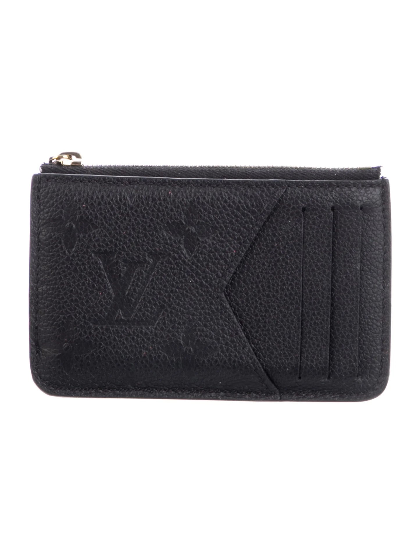 $590 Louis Vuitton Monogram Empreinte Romy Leather Card Holder