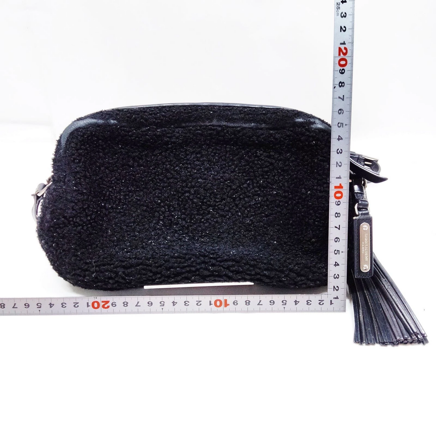 $1690 Saint Laurent Mini Lou Camera Bag Monogram Shearling Black