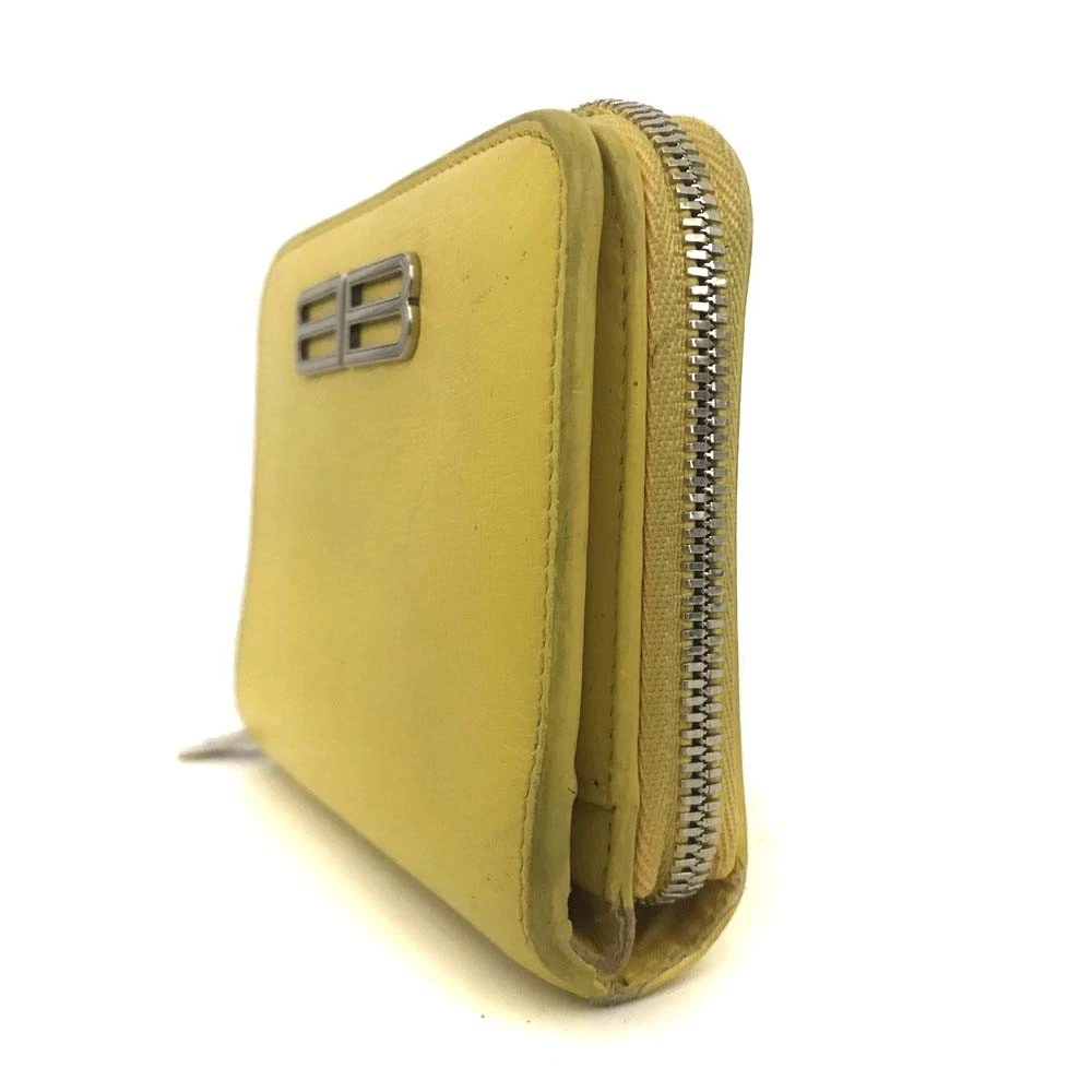BALENCIAGA BB Logo Leather Bifold Wallet Yellow