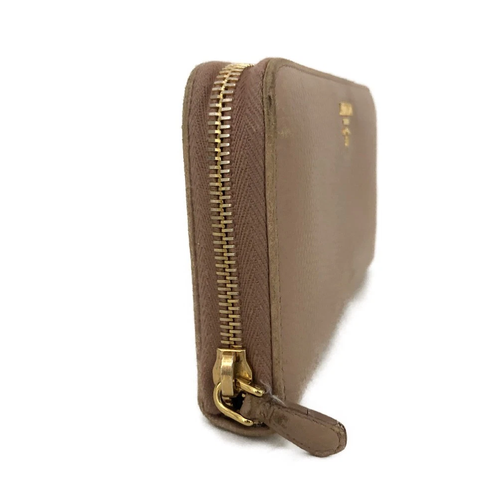 $1070  PRADA Saffiano Metal Logo Zip Around Long Wallet Pink