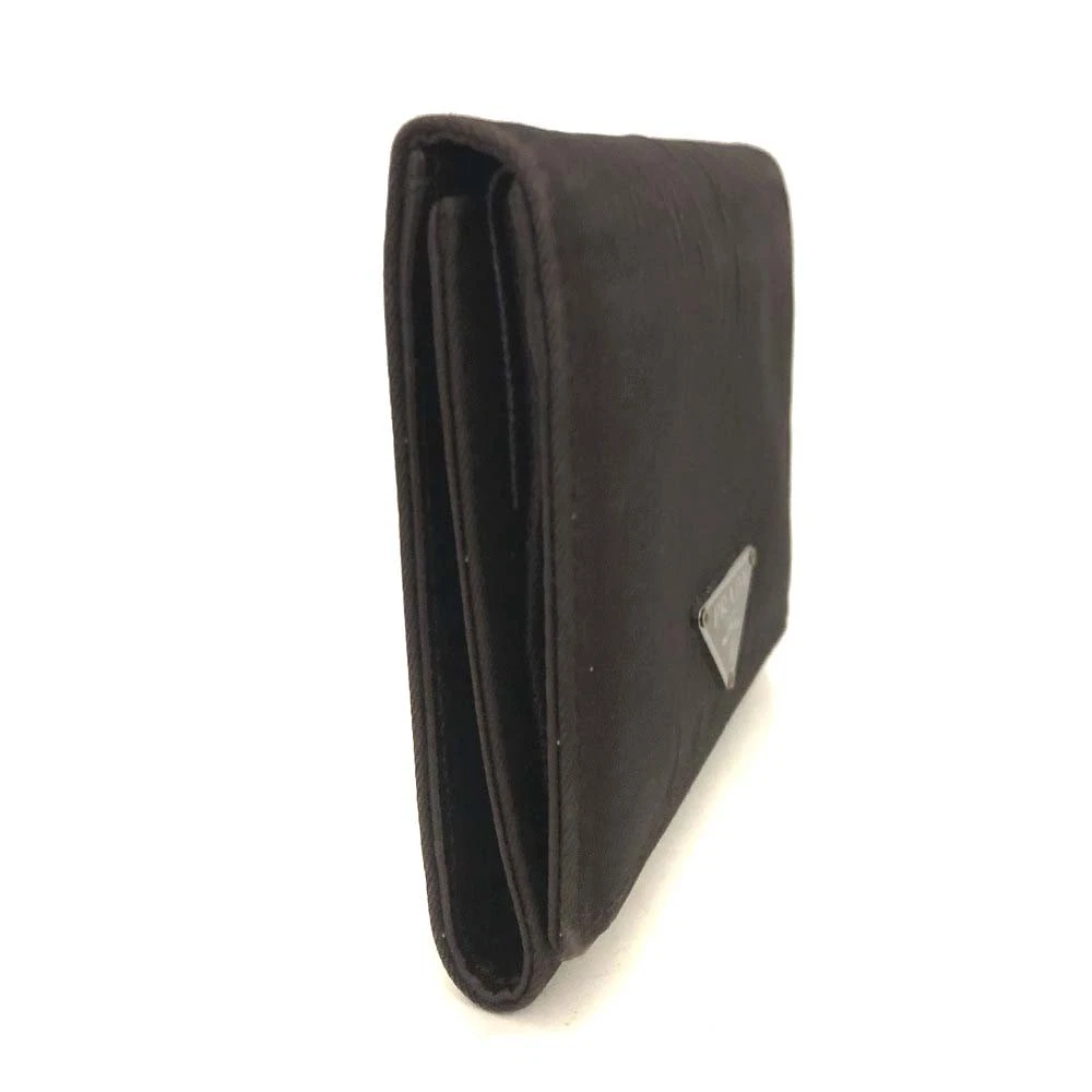 $1070 PRADA Logo Plate Nylon Trifold Wallet Purple