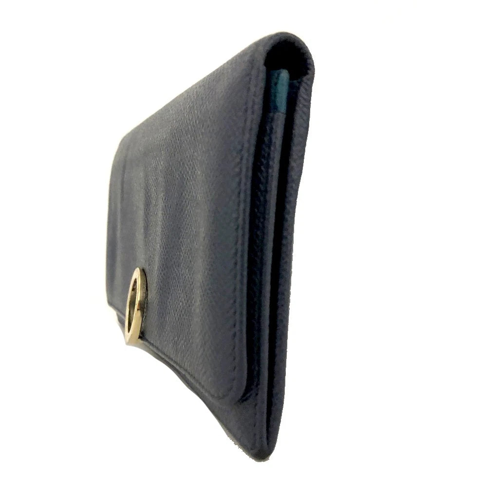 BVLGARI BVLGARIBVLGARI Leather Bifold Long Wallet Blue