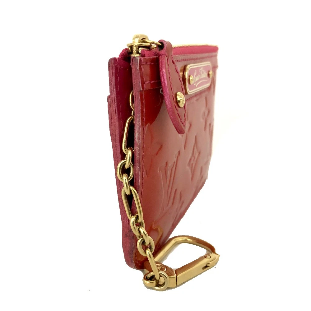 $390 2009 Louis Vuitton Monogram Vernis Key Pouch Pink CA1049
