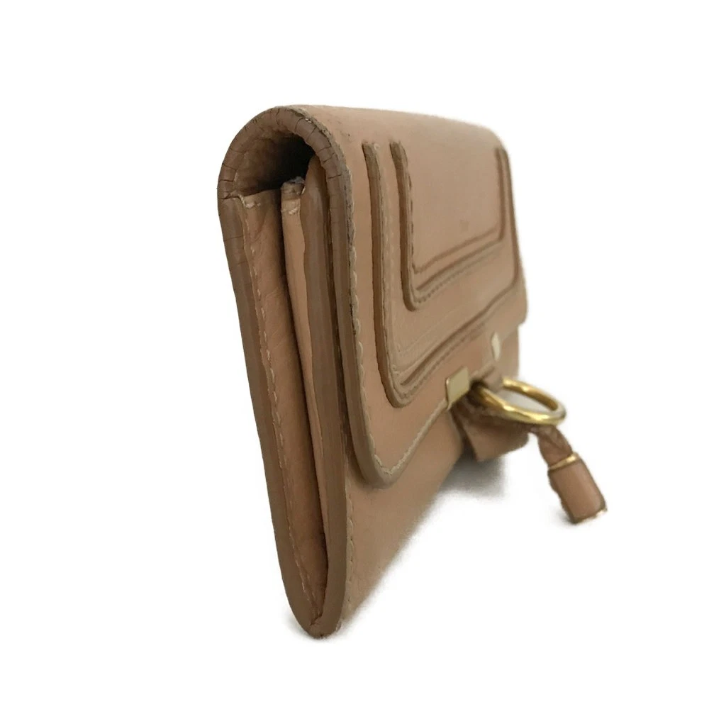 $650 CHLOE Grained Calfskin Marcie Long Wallet Orange