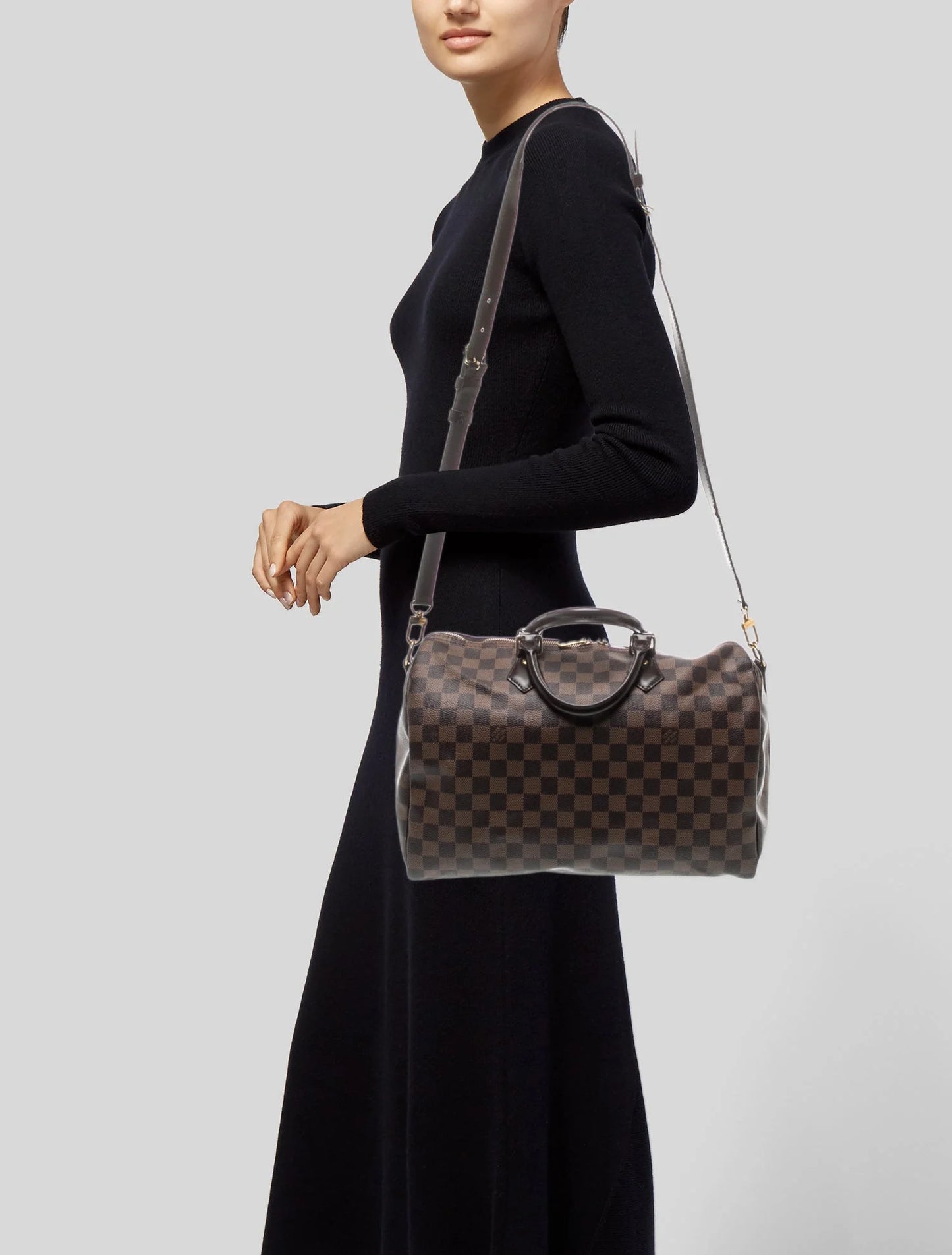 $2150 Louis Vuitton Damier Ebene Speedy Bandouliere 35