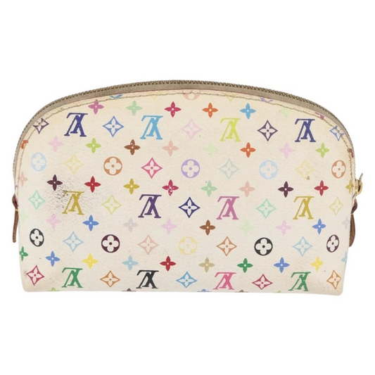 $625 2012 LOUIS VUITTON Monogram Multicolor Cosmetic Pouch White Litchi 2172