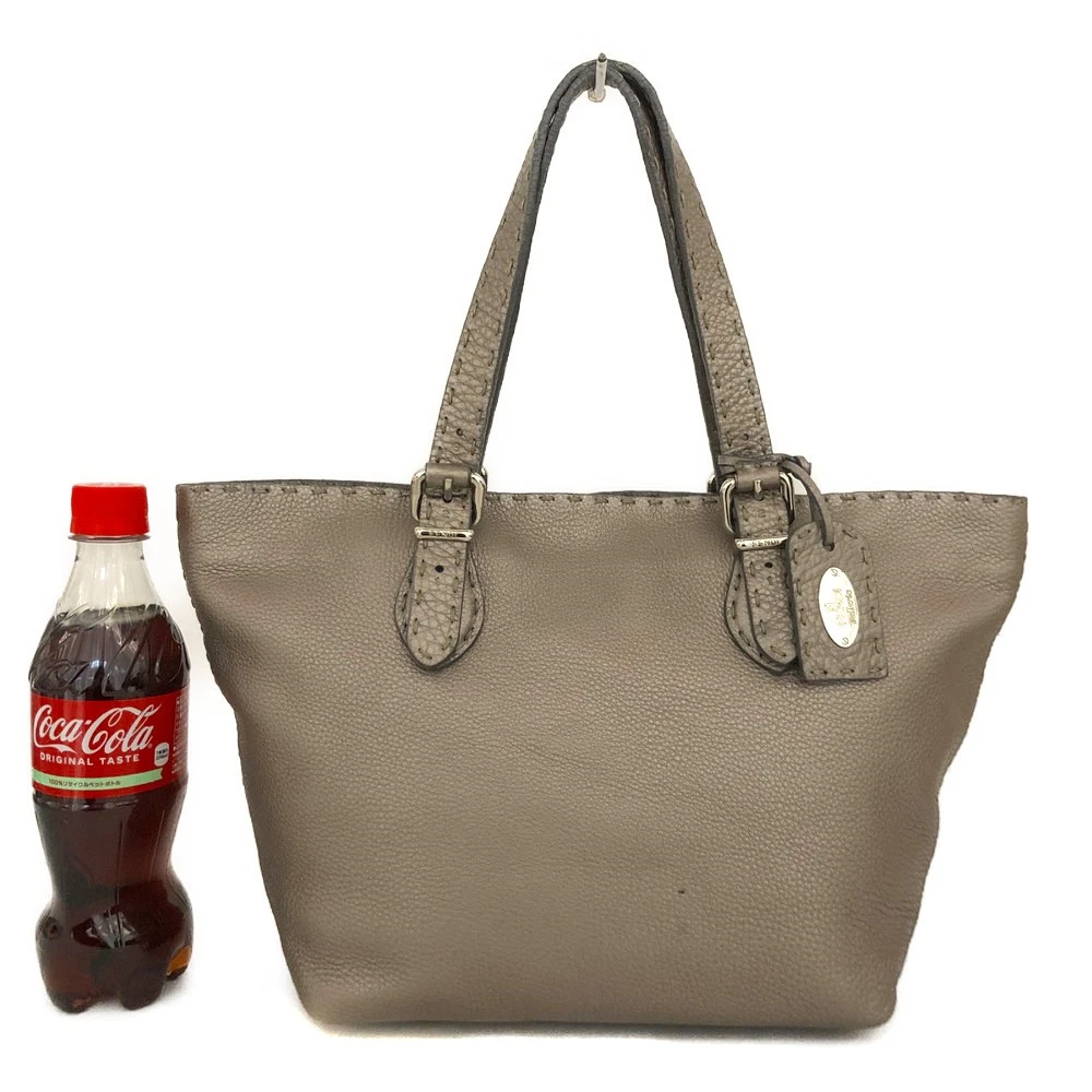 FENDI Selleria Leather Tote Bag Silver/6CH0834