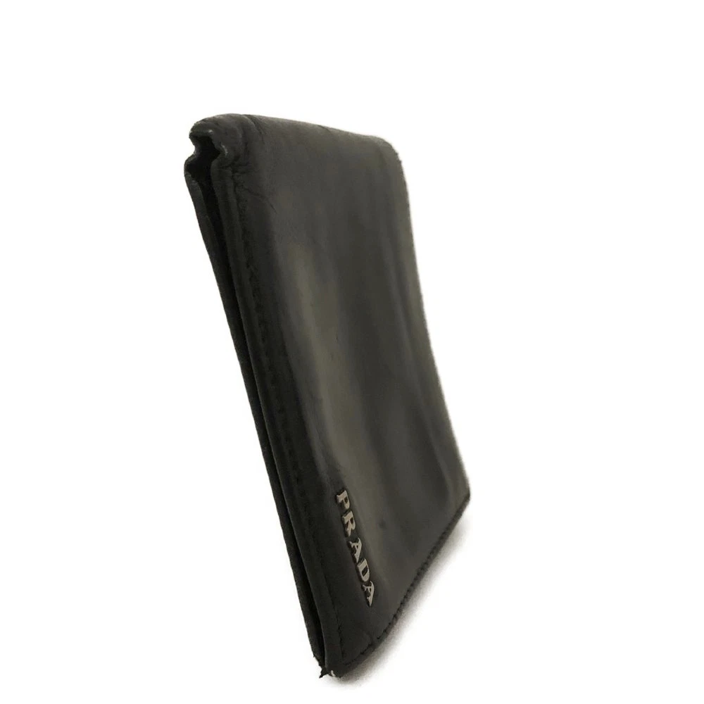 $650 PRADA Vitello Move Logo Bifold Wallet Black