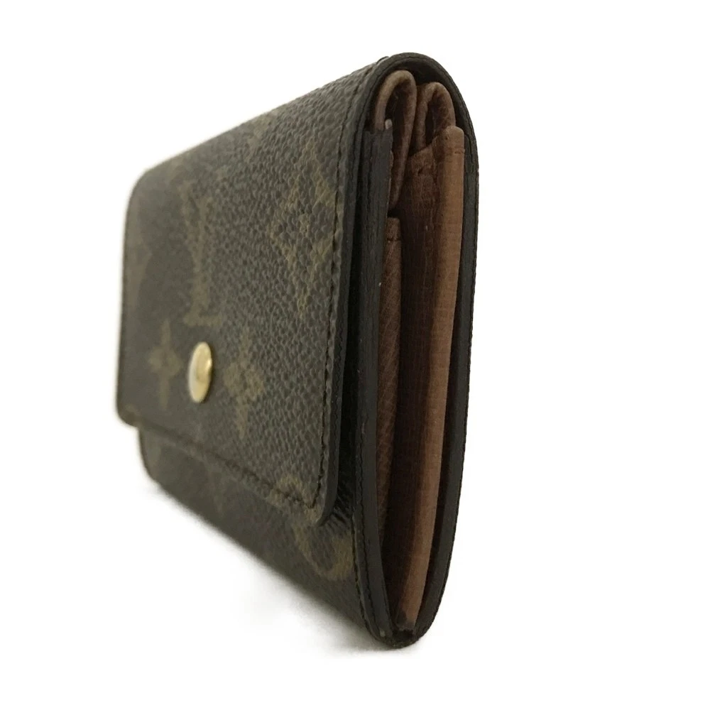 $440 Louis Vuitton Monogram Porte Monnaie Plat Coin Purse Wallet Brown 883RA