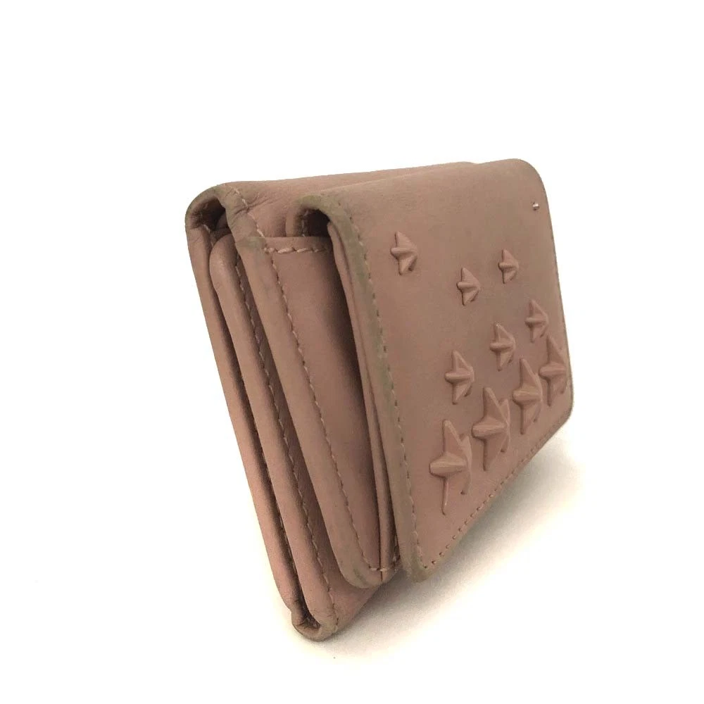 Jimmy Choo Nemo Star Studs Leather Trifold Wallet Pink