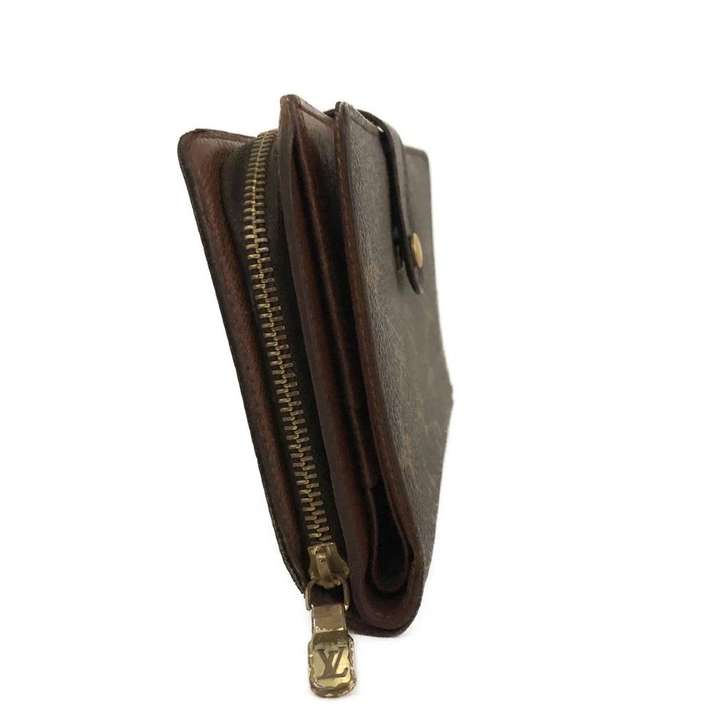 $750 Louis Vuitton Monogram Porte Papier Zippe Bifold Wallet Brown SP1021