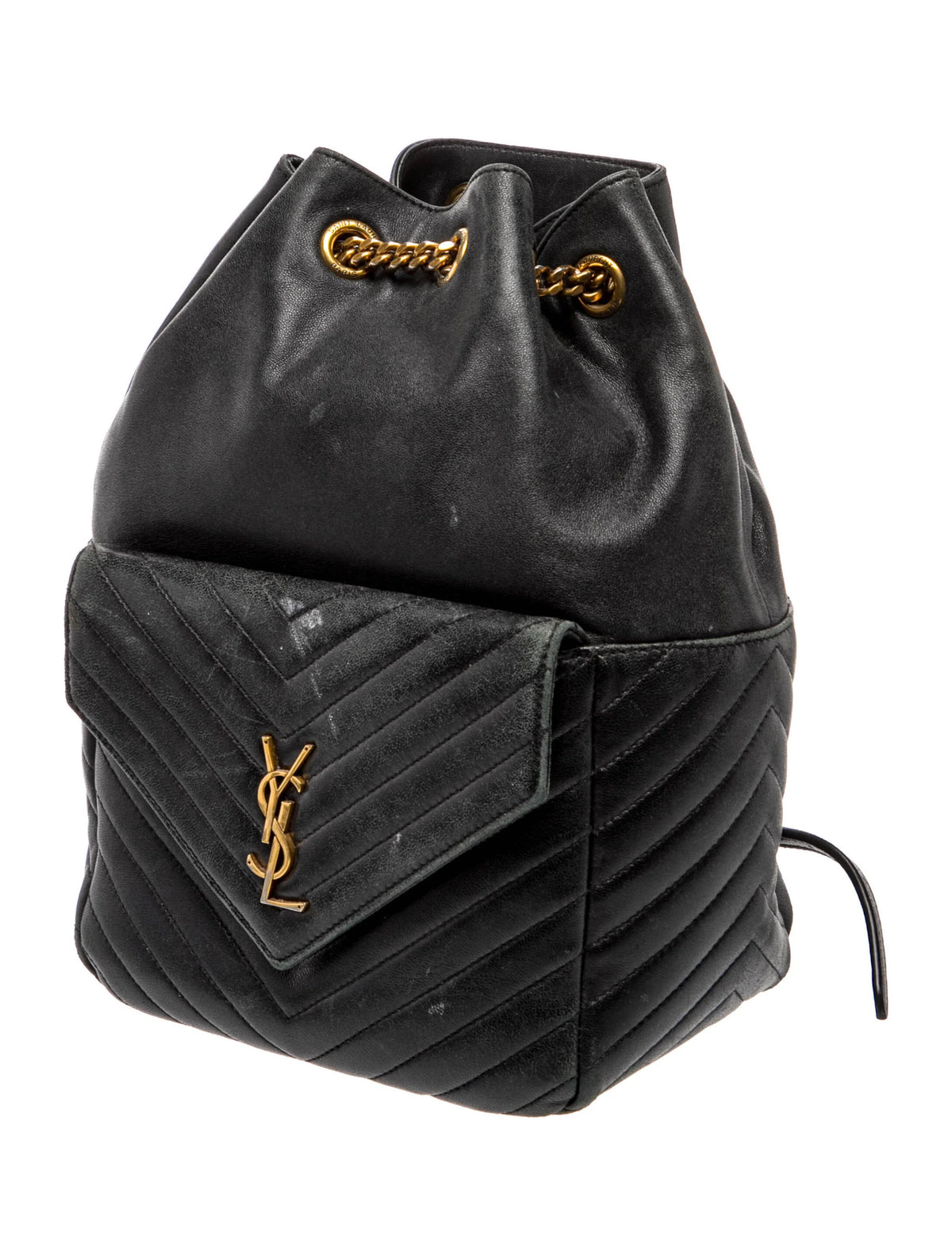 $2850 Saint Laurent Lambskin Matelasse Monogram Joe Backpack Black 10021113
