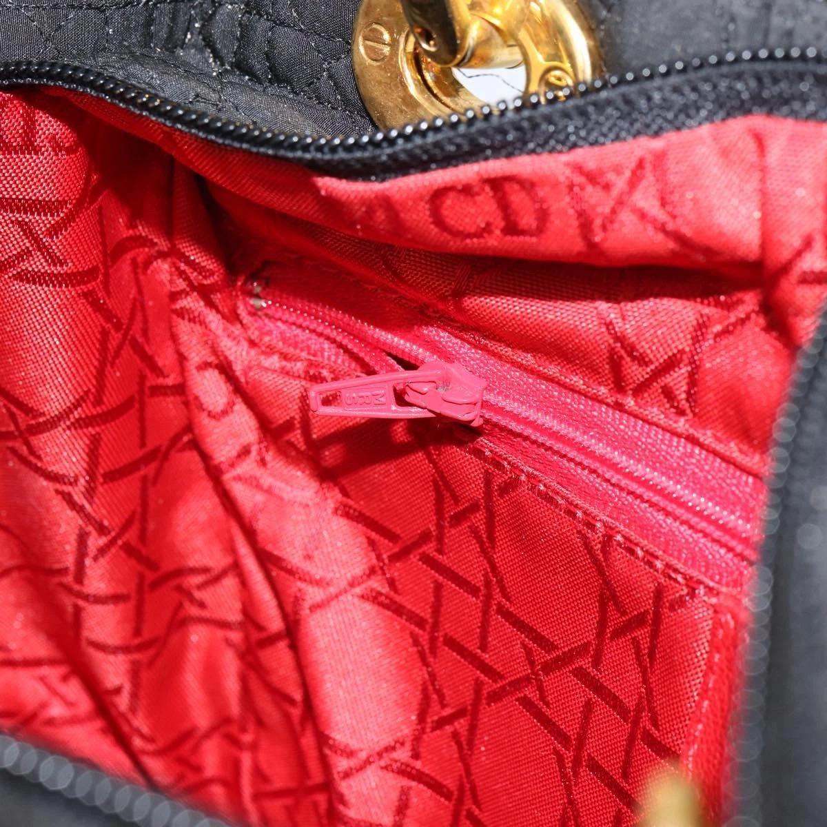 $5100 Christian Dior Nylon Cannage Medium Lady Dior Black Gold