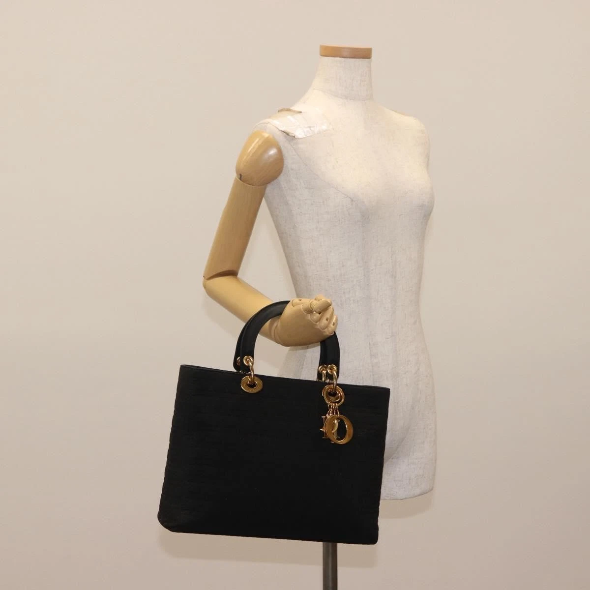 $4900 Christian Dior Nylon Cannage Large Lady Dior Black