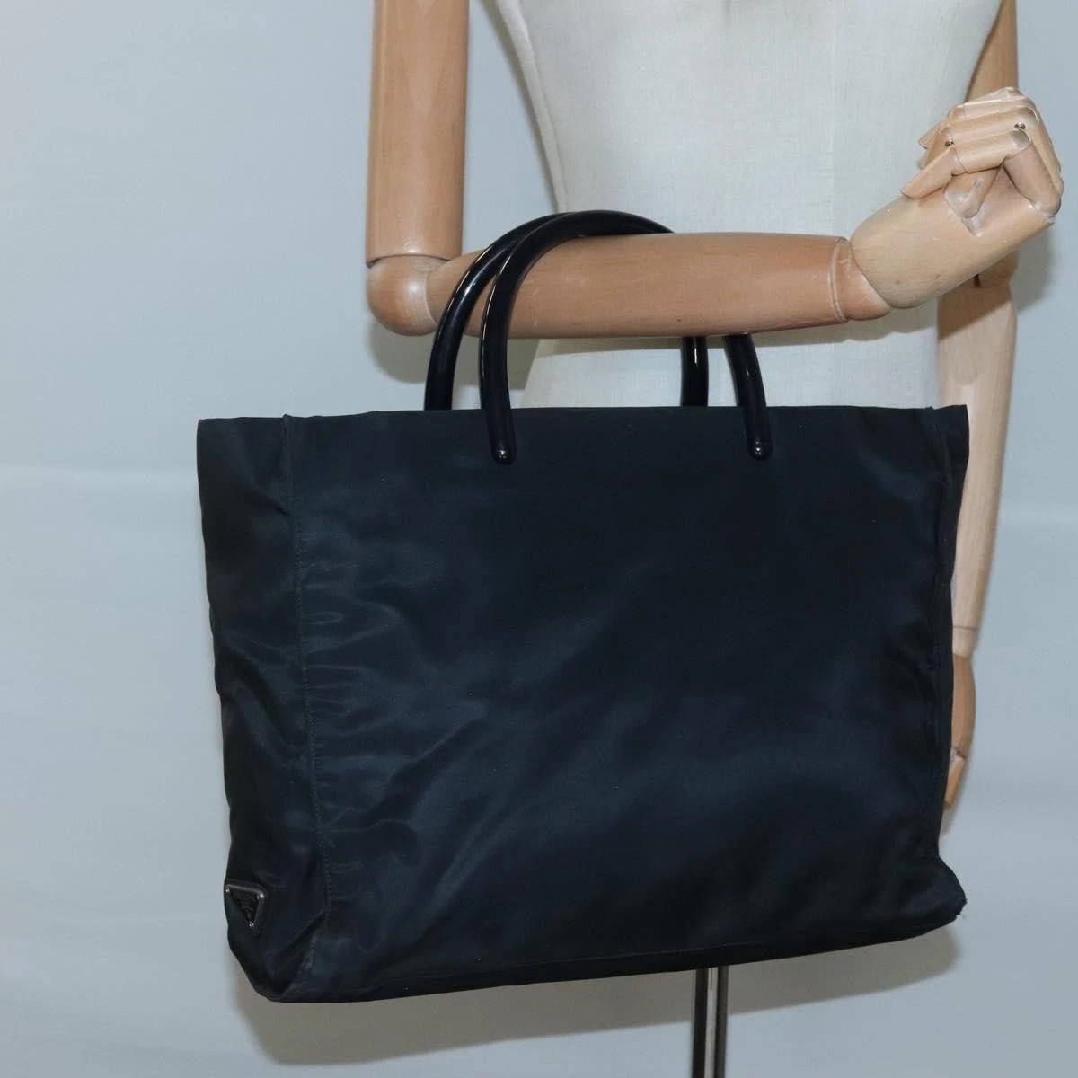 $1250 PRADA Nylon Tessuto Opaline Tote Black