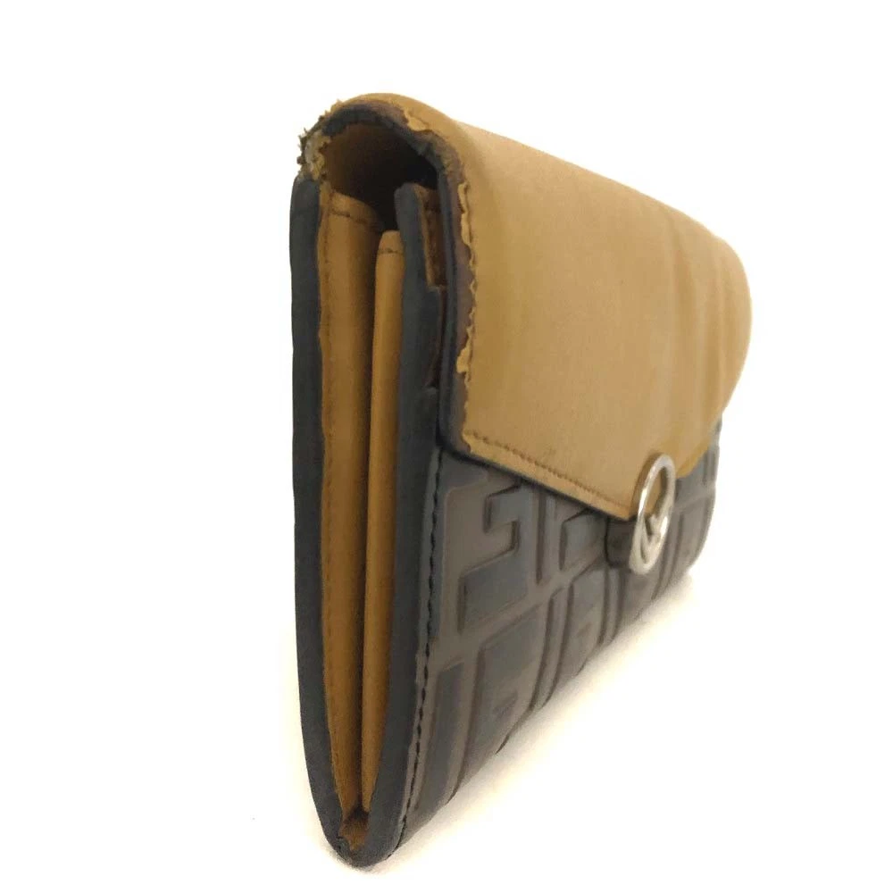 FENDI Zucca Leather Long Bifold Wallet Yellow/6CF1174