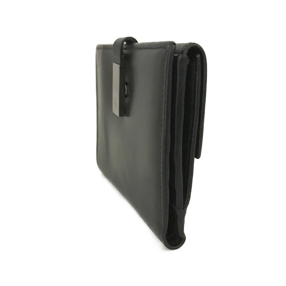 $550 GUCCI Calfskin Logo Plate Bifold Wallet Black