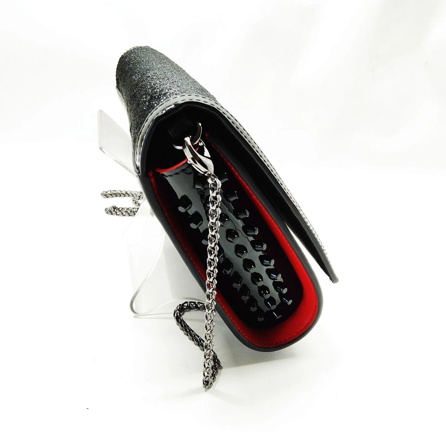 $1590 Christian Louboutin Paloma black sequin clutch