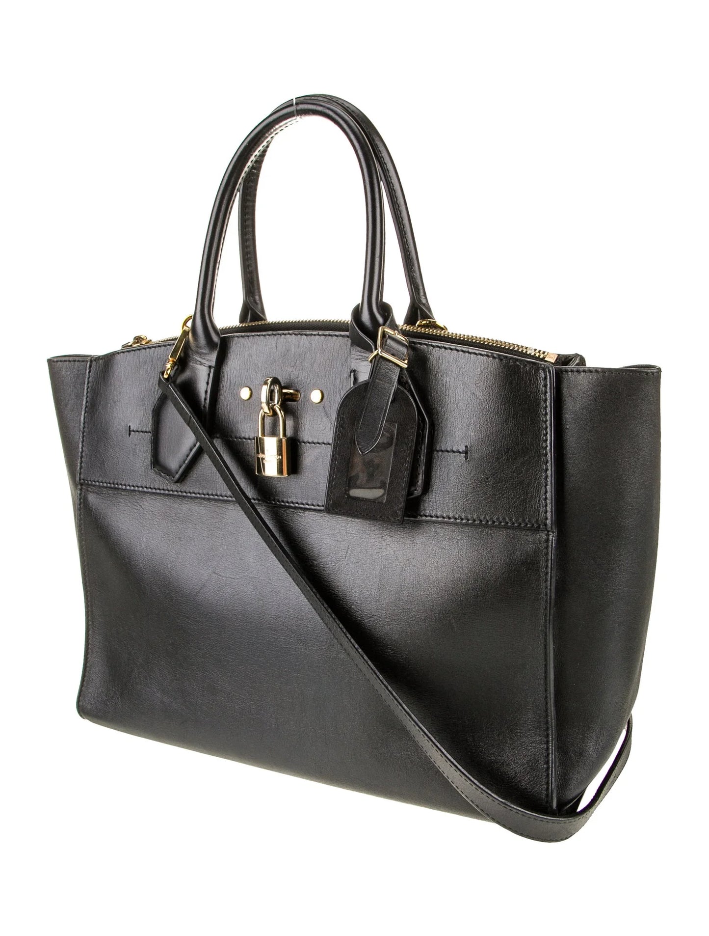 $4250 Louis Vuitton Leather City Steamer MM Black