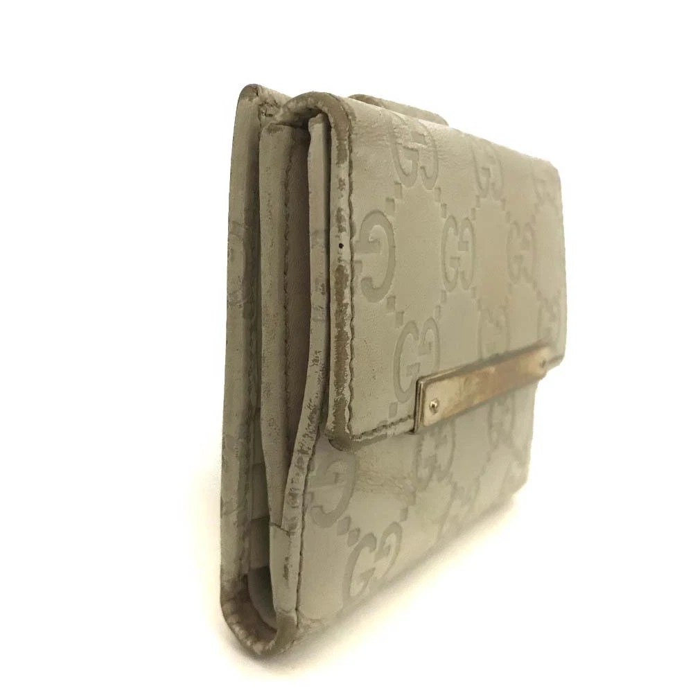 GUCCI Ssima GG Logo Leather Bifold Wallet Ivory