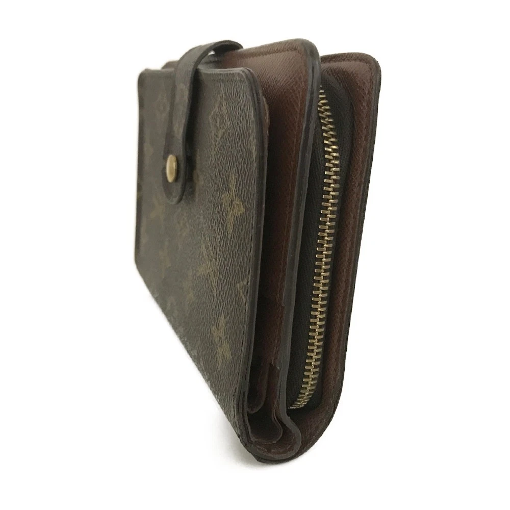 $750 Louis Vuitton Monogram Porte Papier Zippe Bifold Wallet Brown SP1012