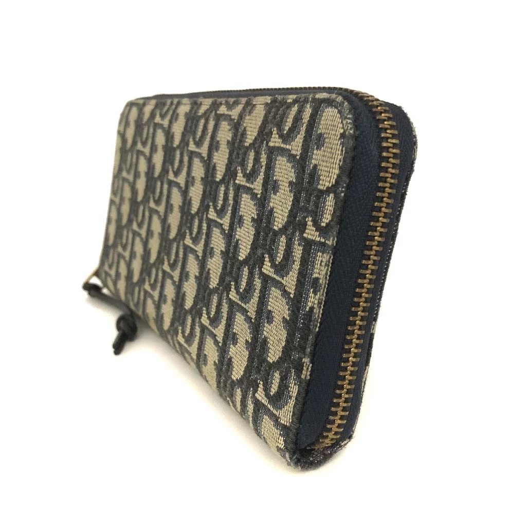 Christian Dior Oblique Trotter Canvas Zip Around Long Wallet